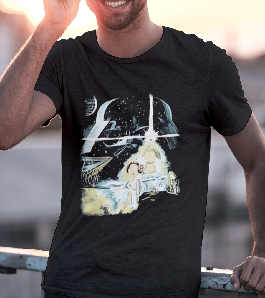 Star Wars Family Guy Princess Leia Lightsaber Spaceship Moon T-Shirt