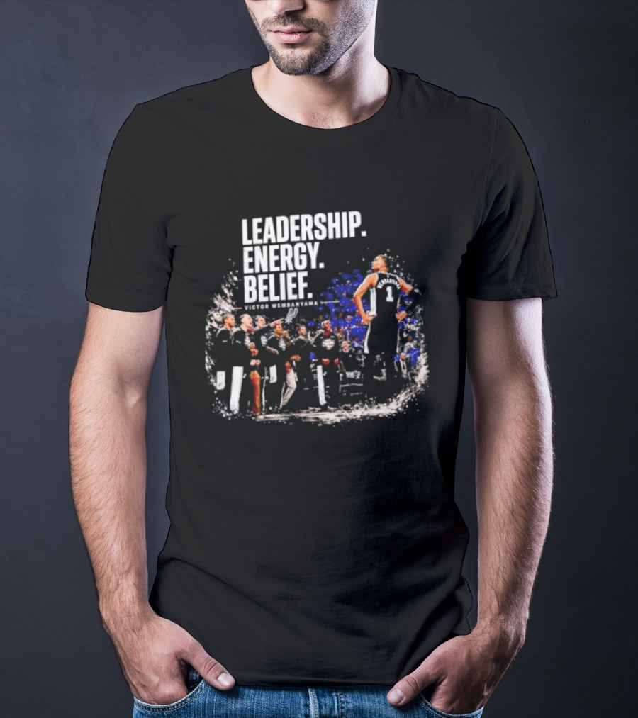 Leadership Energy Belief Victor Wembanyama Basketball Team Triumph T-Shirt