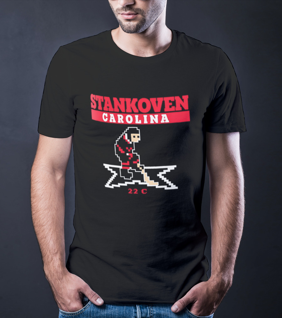 Logan Stankoven Carolina Hurricanes 22C Pixel Hockey T-Shirt