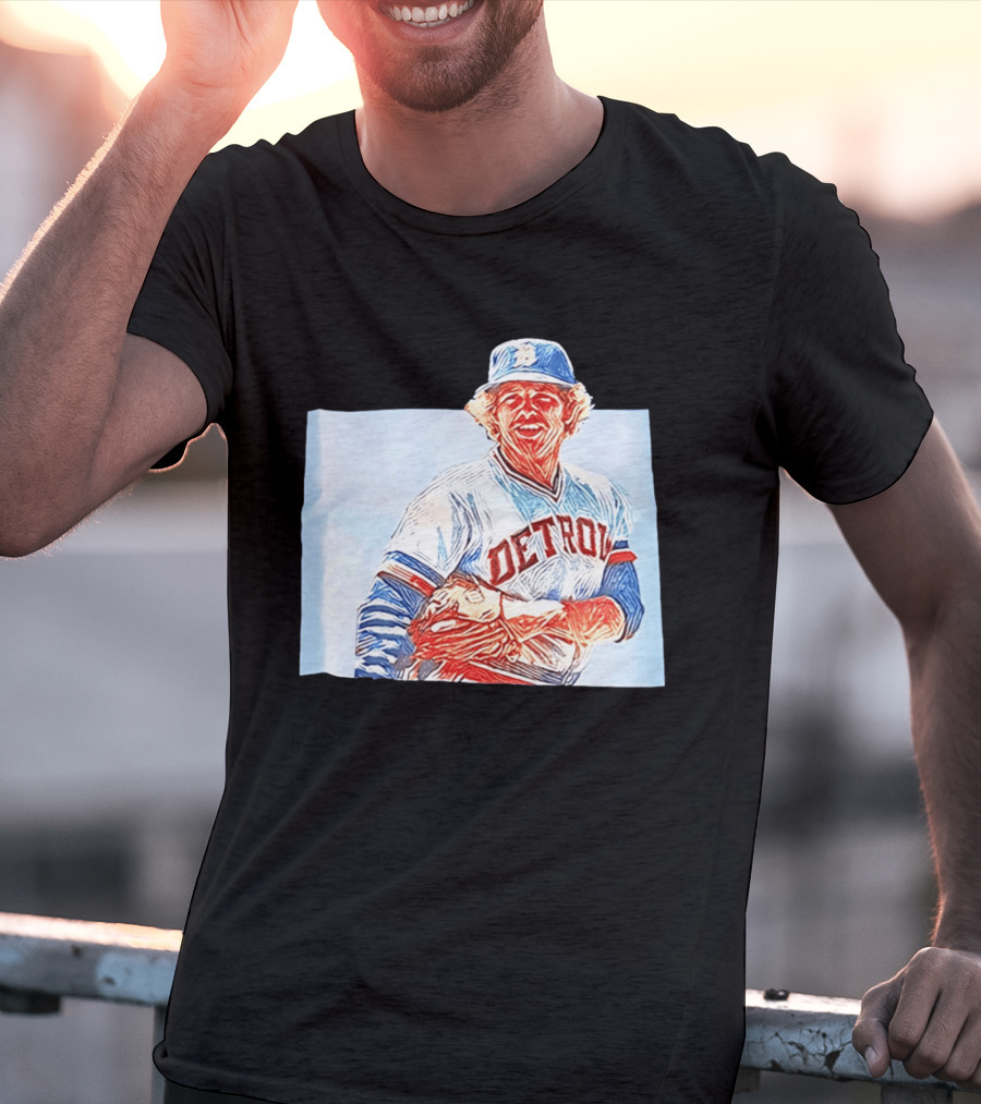 Detroit Tigers Mark Fidrych Vintage Baseball T-Shirt