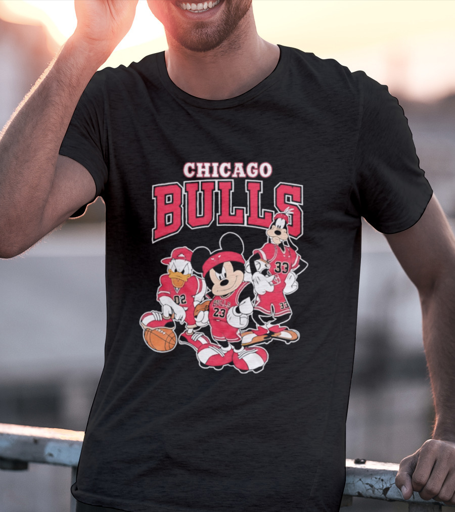 Mickey Mouse Donald Duck Goofy Chicago Bulls Jerseys Basketball T-Shirt