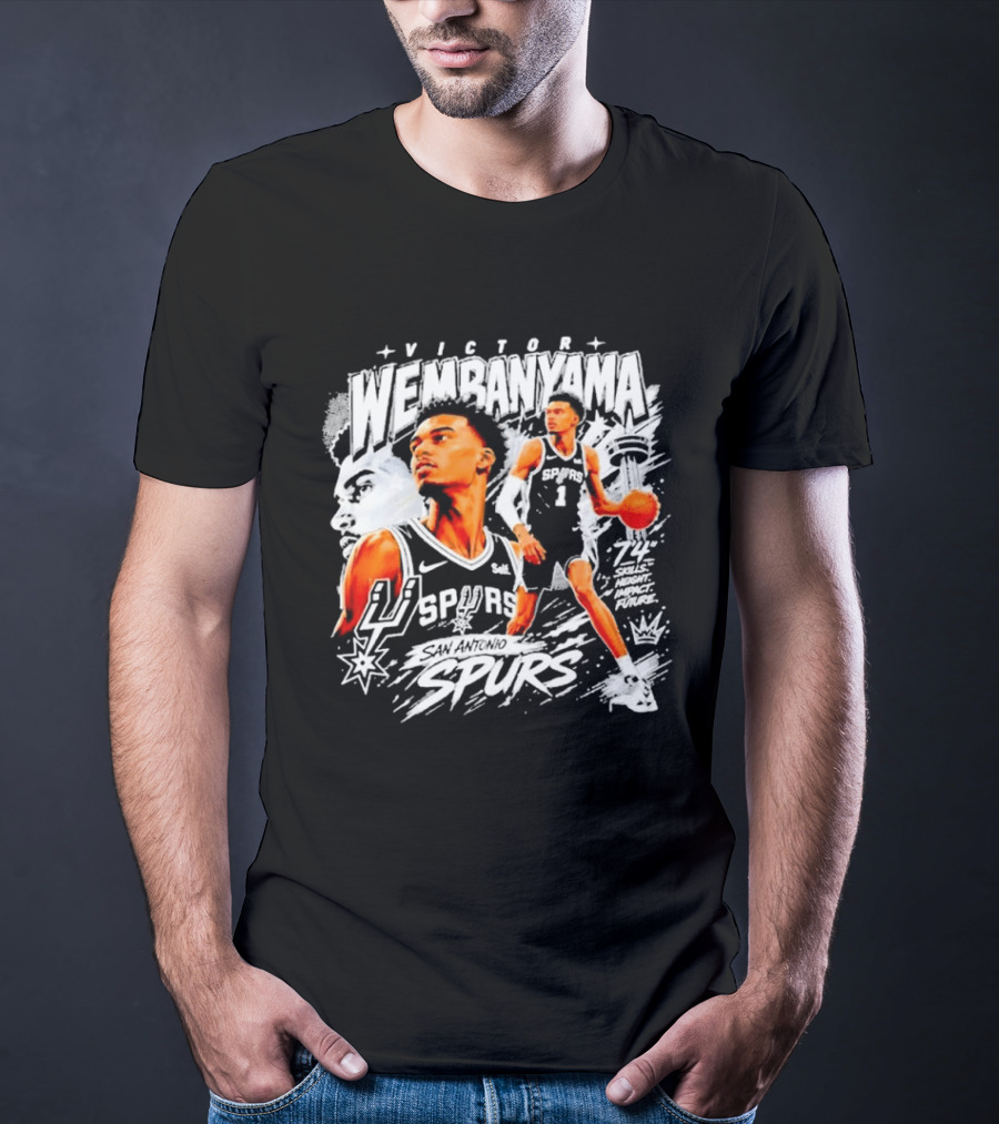 Victor Wembanyama Spurs Basketball Skills Impact 74 T-Shirt