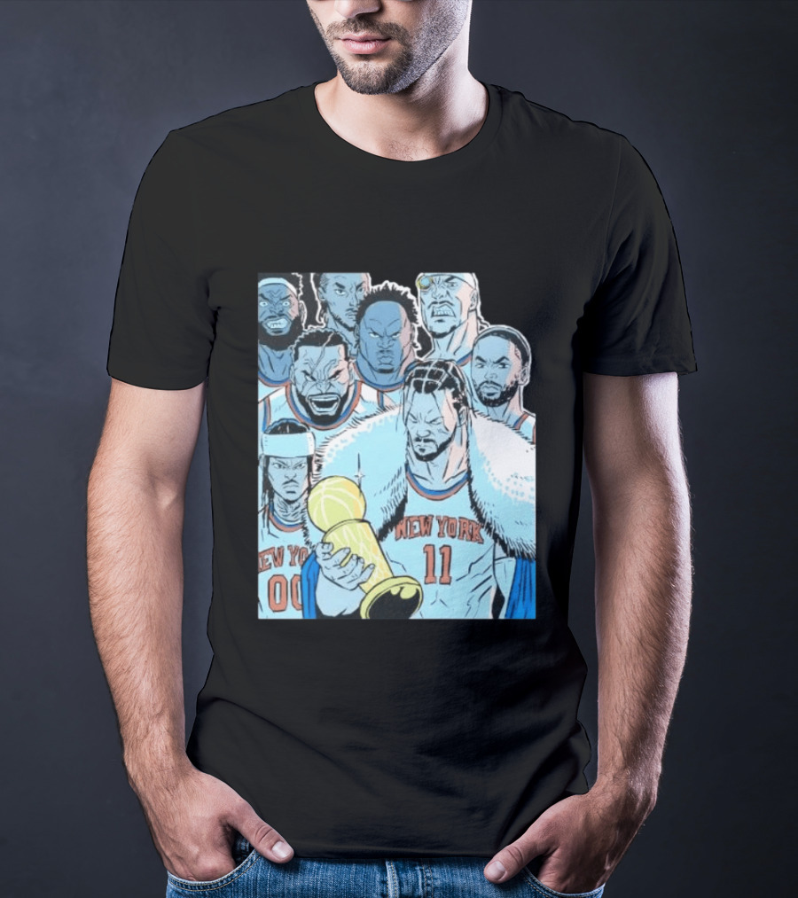 New York Knicks 2026 Invincible Indefensible Trophy Comic Style Basketball Team T-Shirt