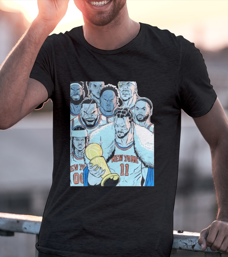 New York Knicks 2026 Invincible Indefensible Trophy Comic Style Basketball Team T-Shirt