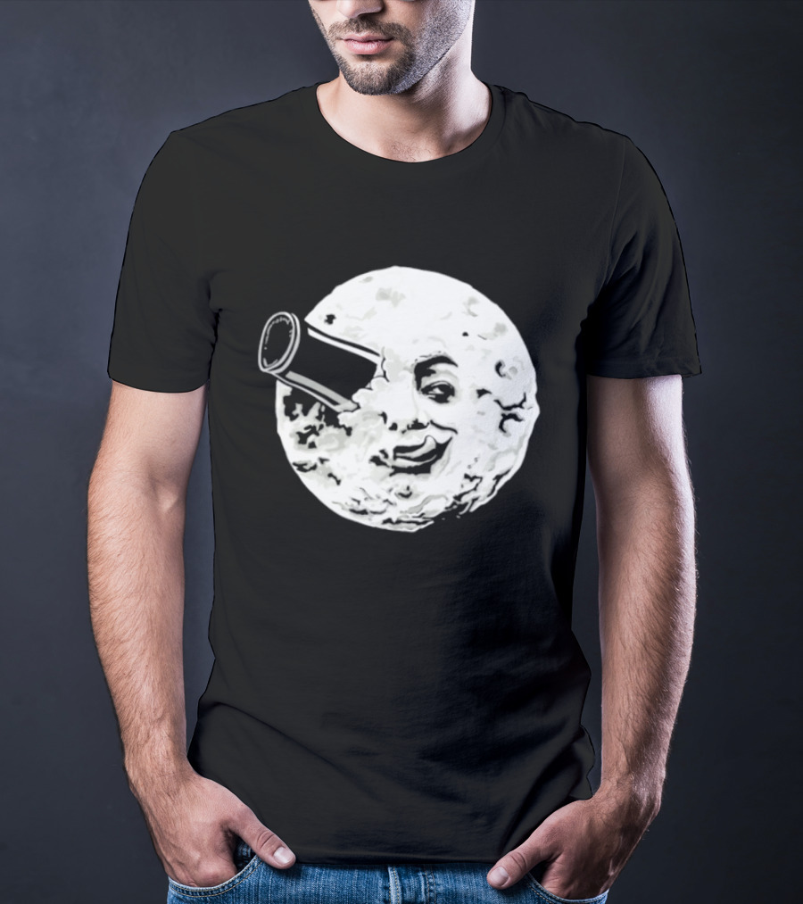 A Creamy Trip To The Moon Face Icon Rocket Classic Vintage Movie Scene T-Shirt