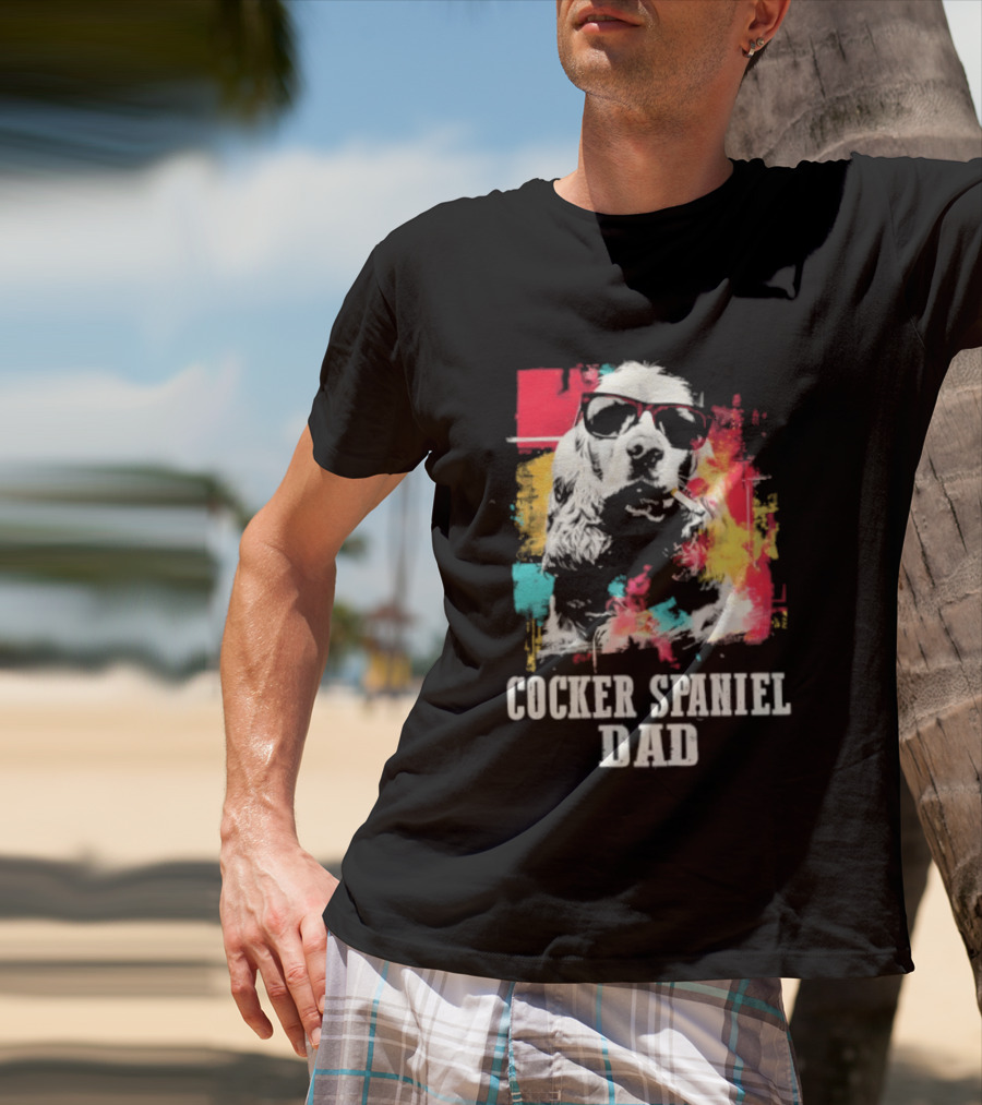 Cocker Spaniel Dad Colorful Sunglasses Father's Day 2026 T-Shirt