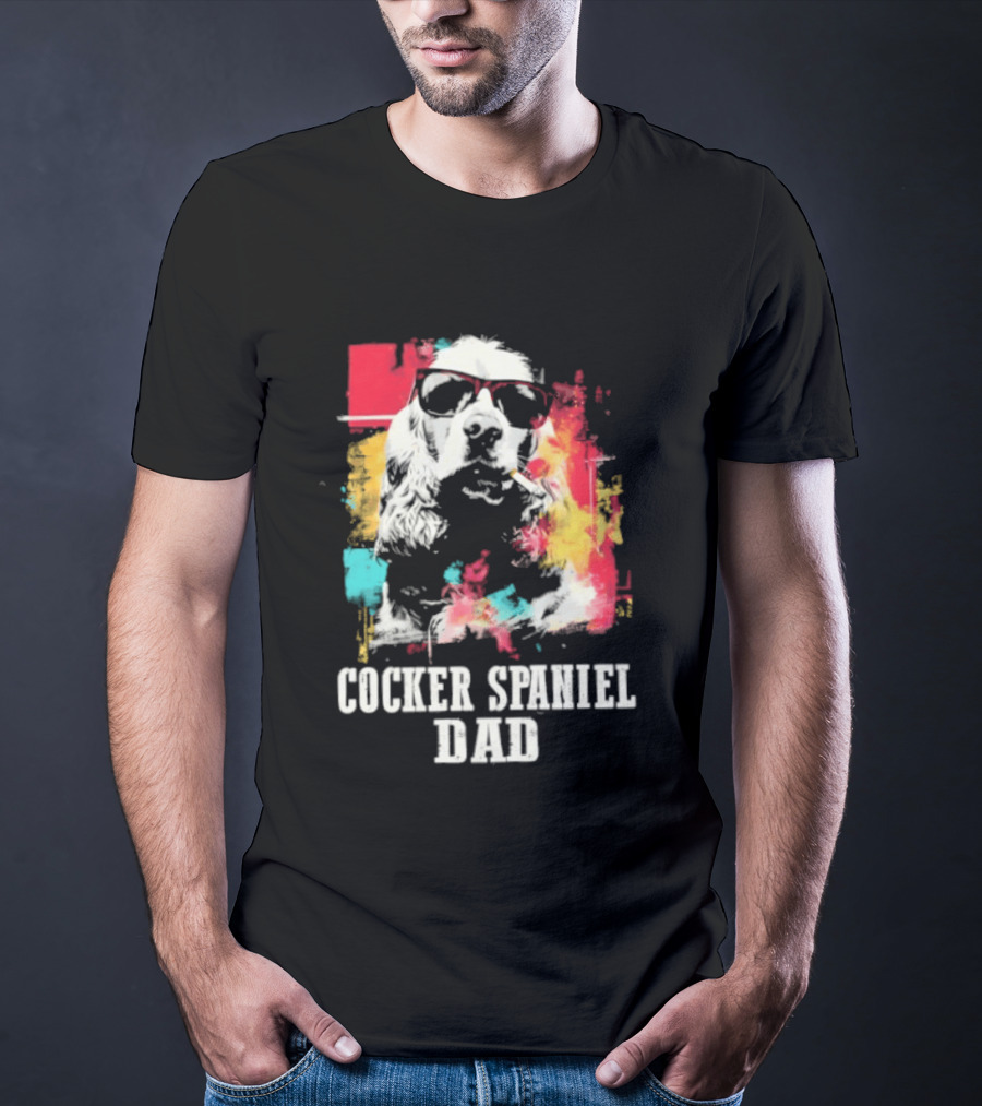 Cocker Spaniel Dad Colorful Sunglasses Father's Day 2026 T-Shirt