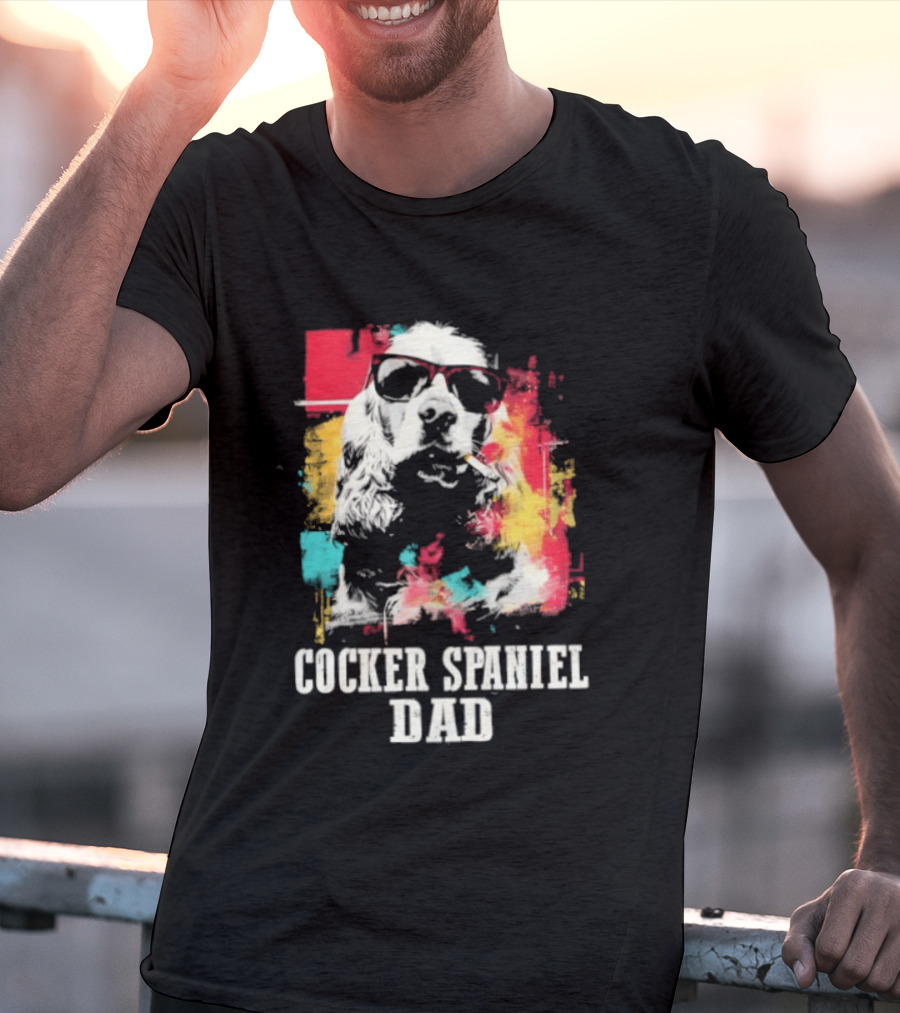 Cocker Spaniel Dad Colorful Sunglasses Father's Day 2026 T-Shirt