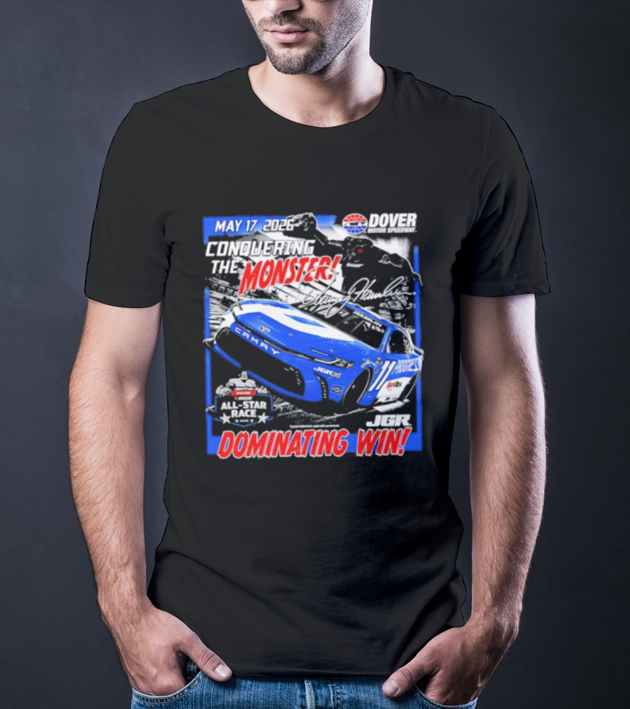 Denny Hamlin May 17 All Star Monster Dominating Win NASCAR Race Autographed T-Shirt