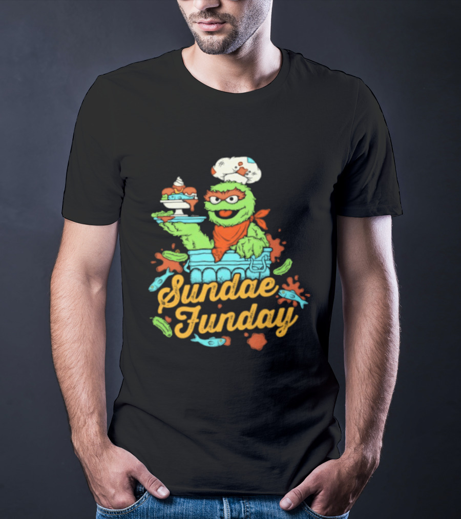Oscar The Grouch Sundae Funday Chef Hat Dessert Landfill T-Shirt