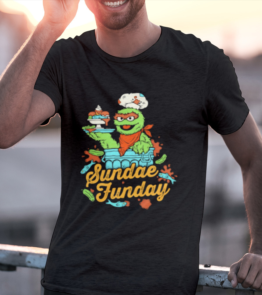 Oscar The Grouch Sundae Funday Chef Hat Dessert Landfill T-Shirt