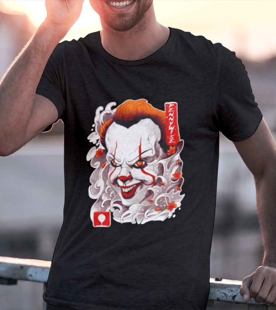 Pennywise Creepy Clown Big Head Horror It Movie Iconic Scary Face Balloon T-Shirt