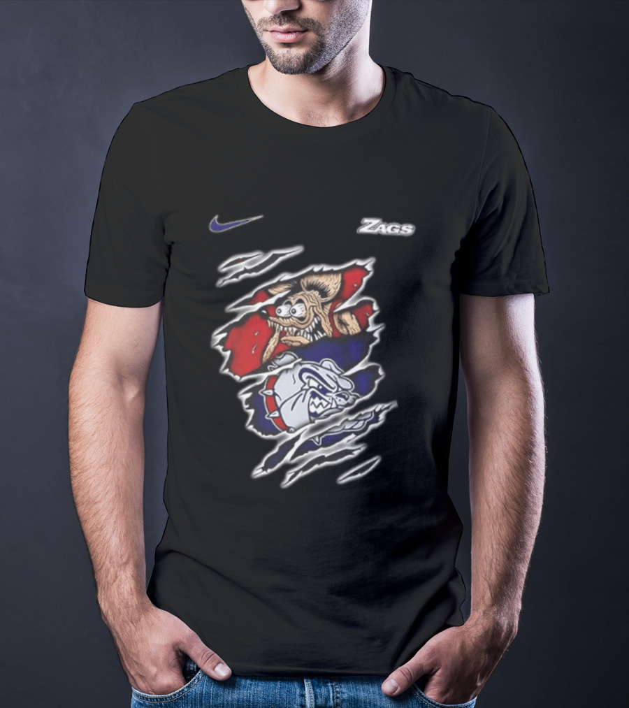 Gonzaga Bulldogs Rat Fink Nike Zags Built Not To Bow T-Shirt