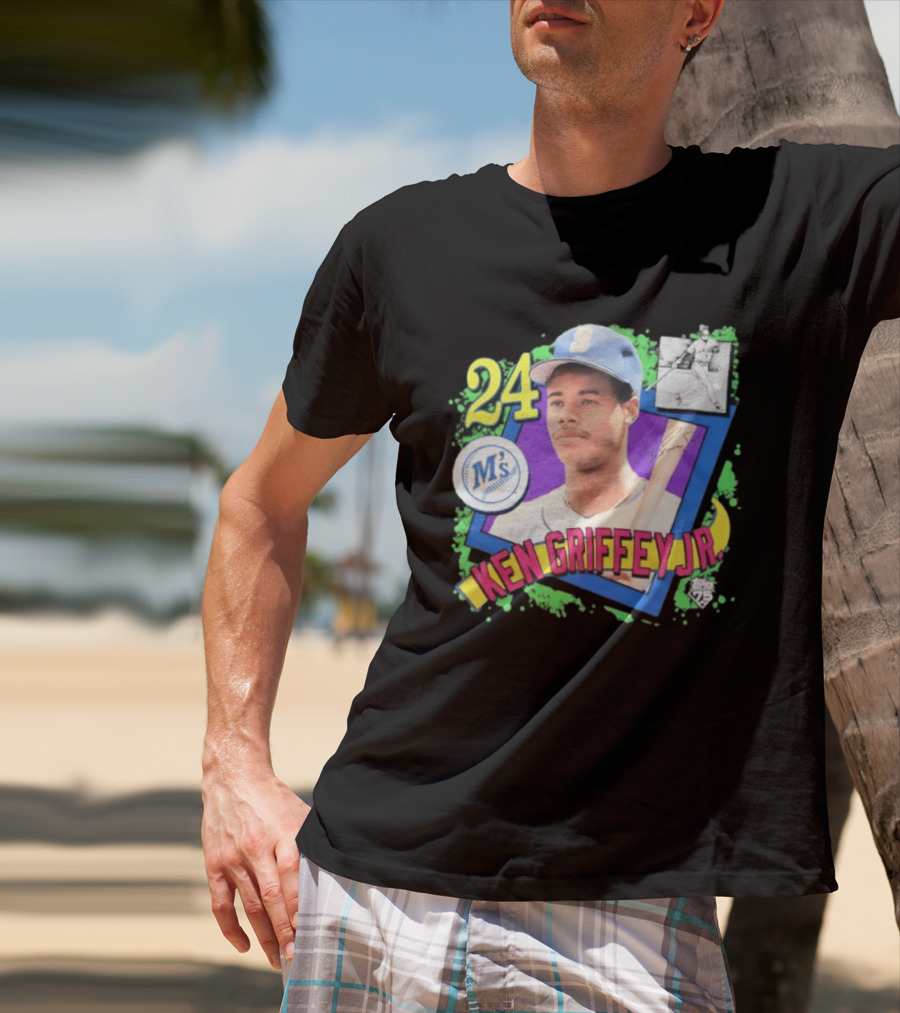 Ken Griffey Jr 24 Seattle Mariners Baseball Card Retro Topps 75 M's T-Shirt
