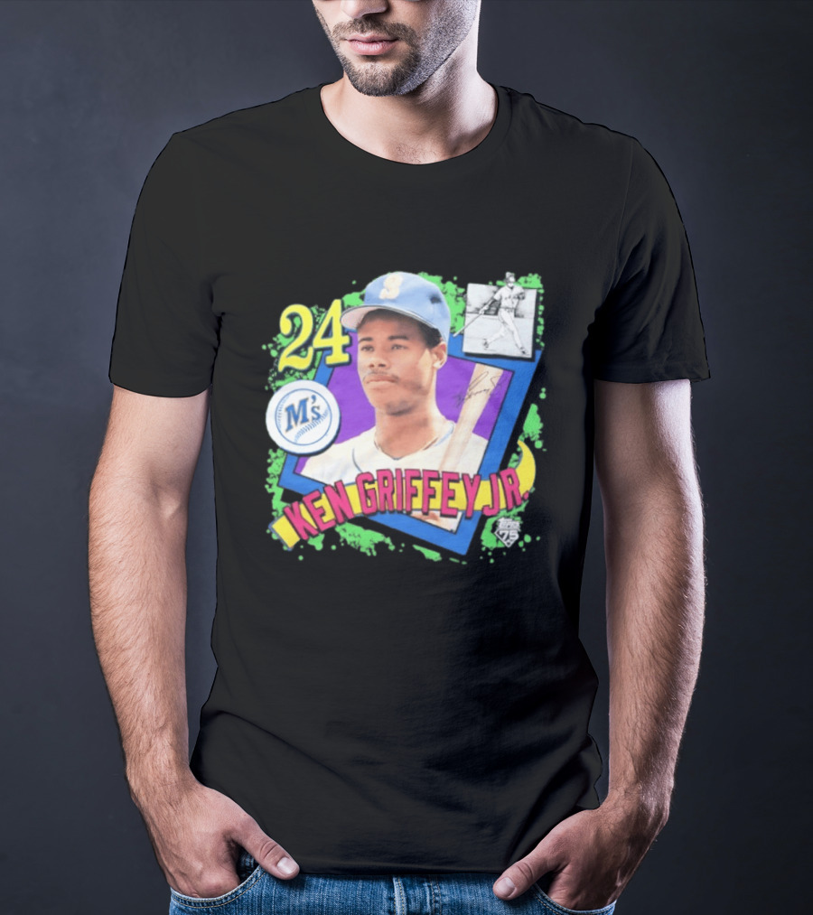 Ken Griffey Jr 24 Seattle Mariners Baseball Card Retro Topps 75 M's T-Shirt