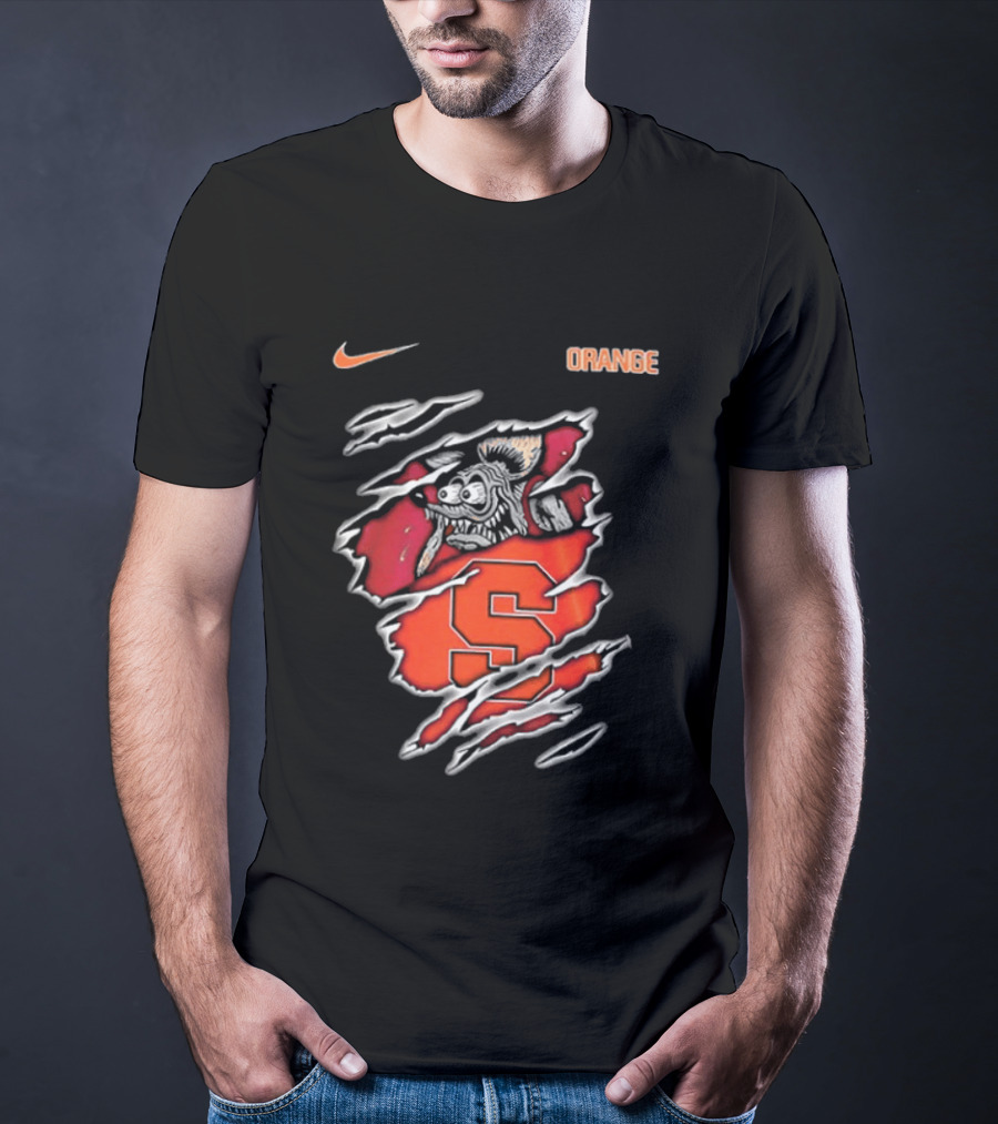 Nike Syracuse Orange S Logo Rat Fink Built To Not Bow T-Shirt