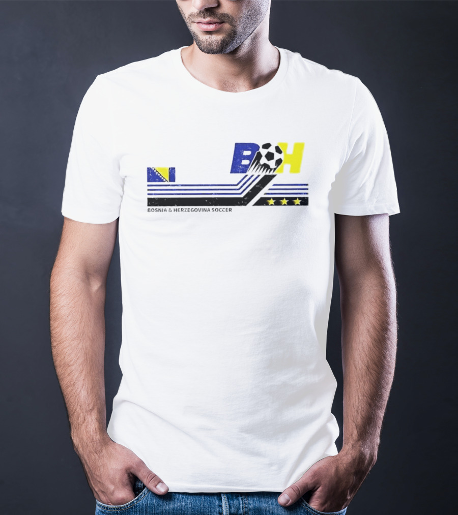 Bosnia Herzegovina Soccer BH Flag Three Stars Football T-Shirt