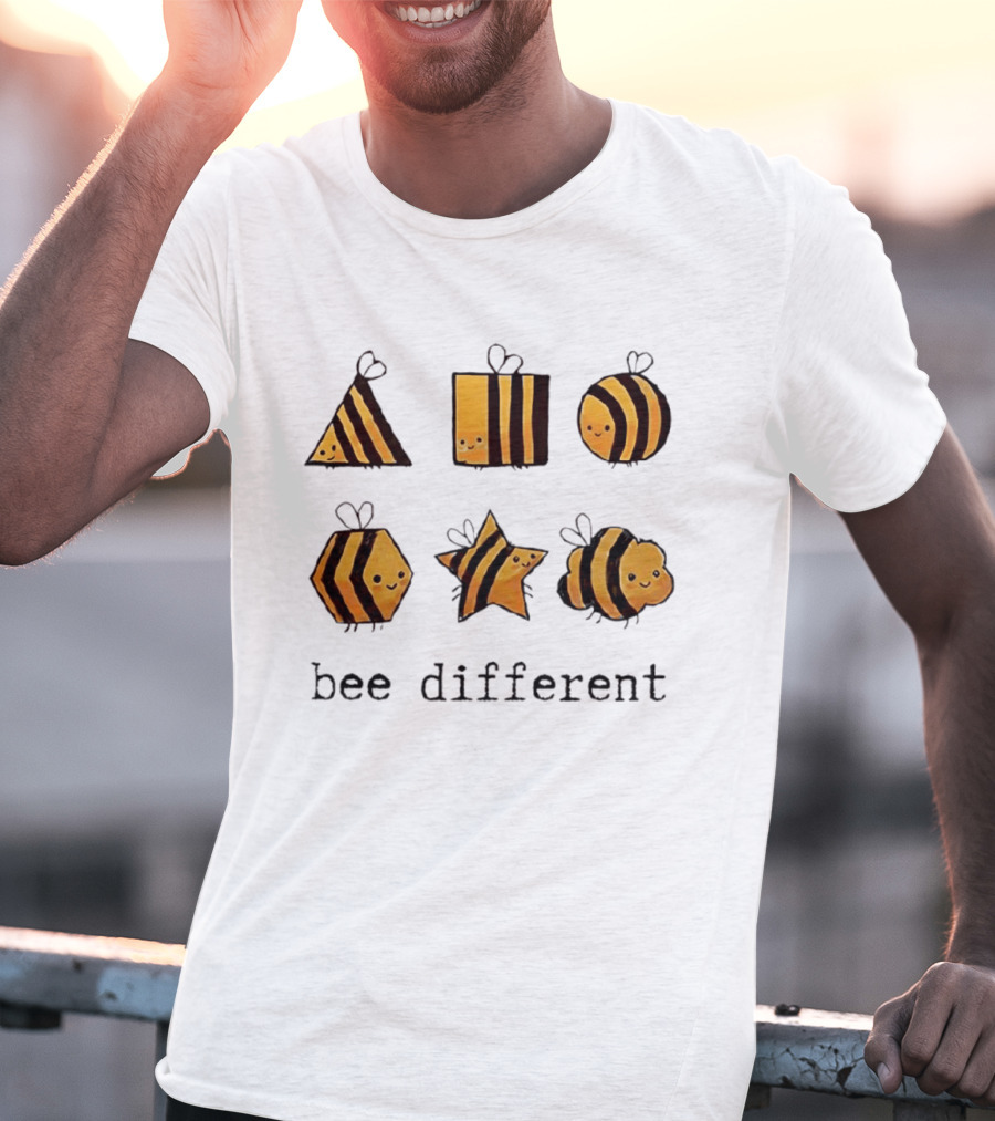 Bee Different Cartoon Bees Triangle Square Star Shapes T-Shirt
