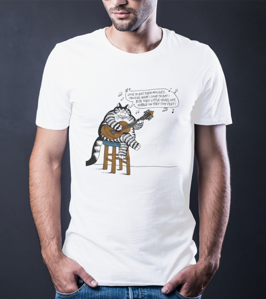 Cat Cartoon Love To Eat Them Mousies Bite Their Little Heads Off Melody T-Shirt