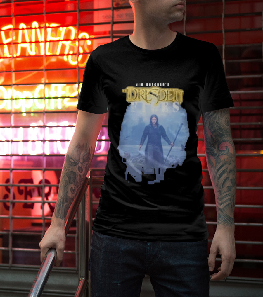 Jim Butcher's Dresden Files Man Holding Staff T-Shirt