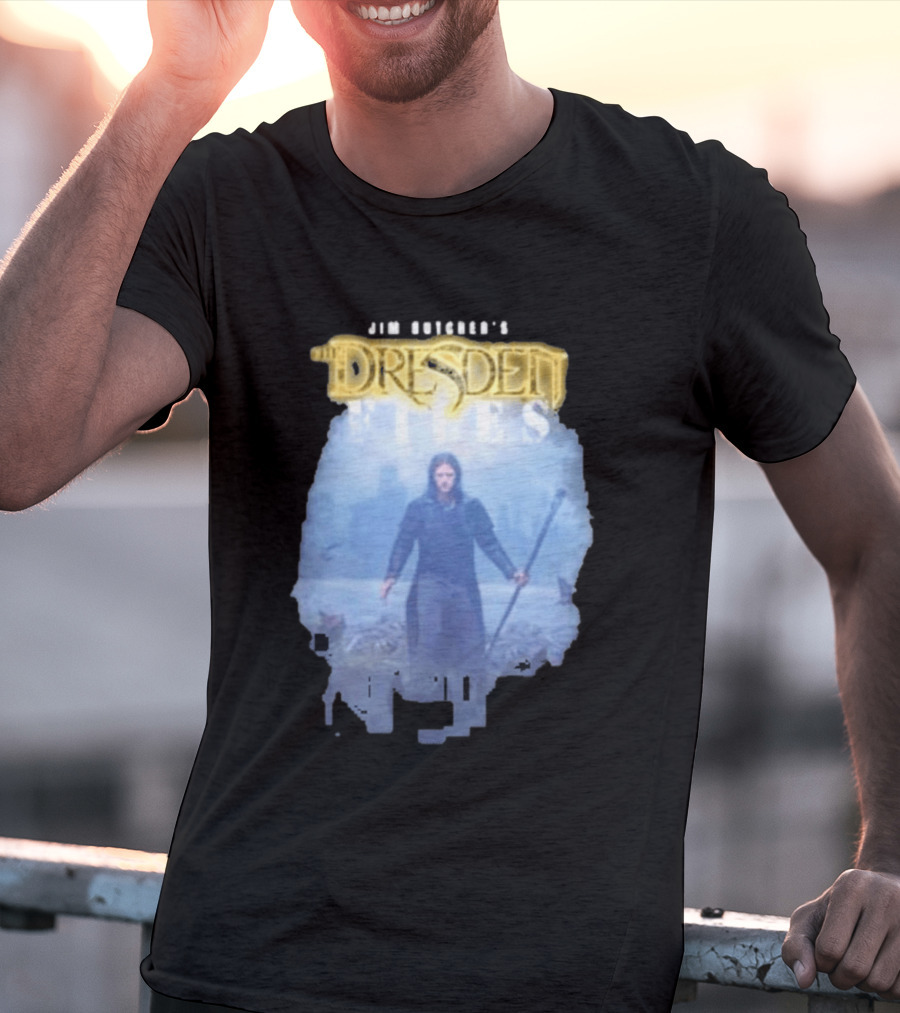 Jim Butcher's Dresden Files Man Holding Staff T-Shirt