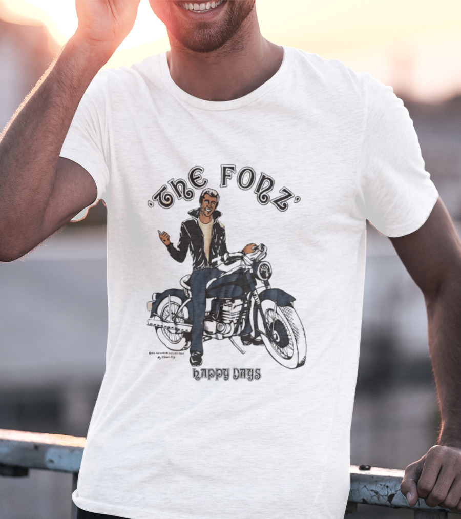 The Fonz Happy Days Motorcycle Coolness Retro 70s Vibes T-Shirt