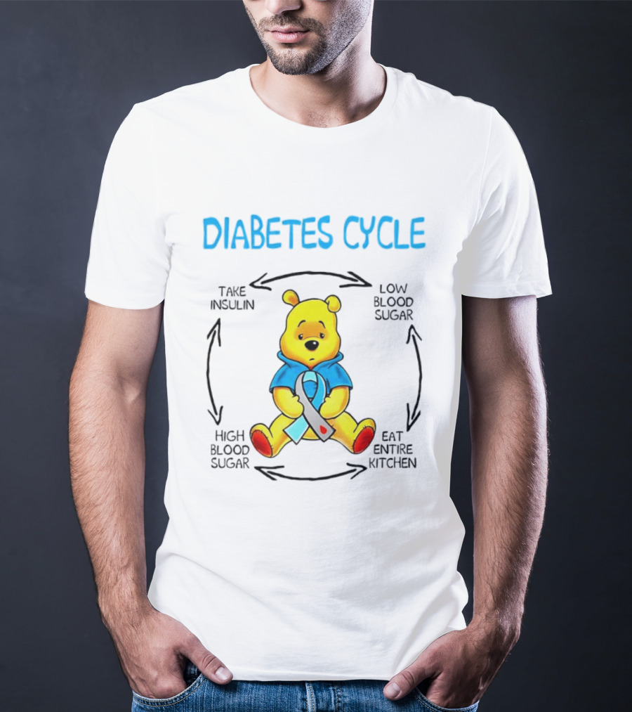 Diabetes Cycle Winnie The Pooh Take Insulin Low Blood Sugar Eat Entire Kitchen High Blood Sugar T-Shirt
