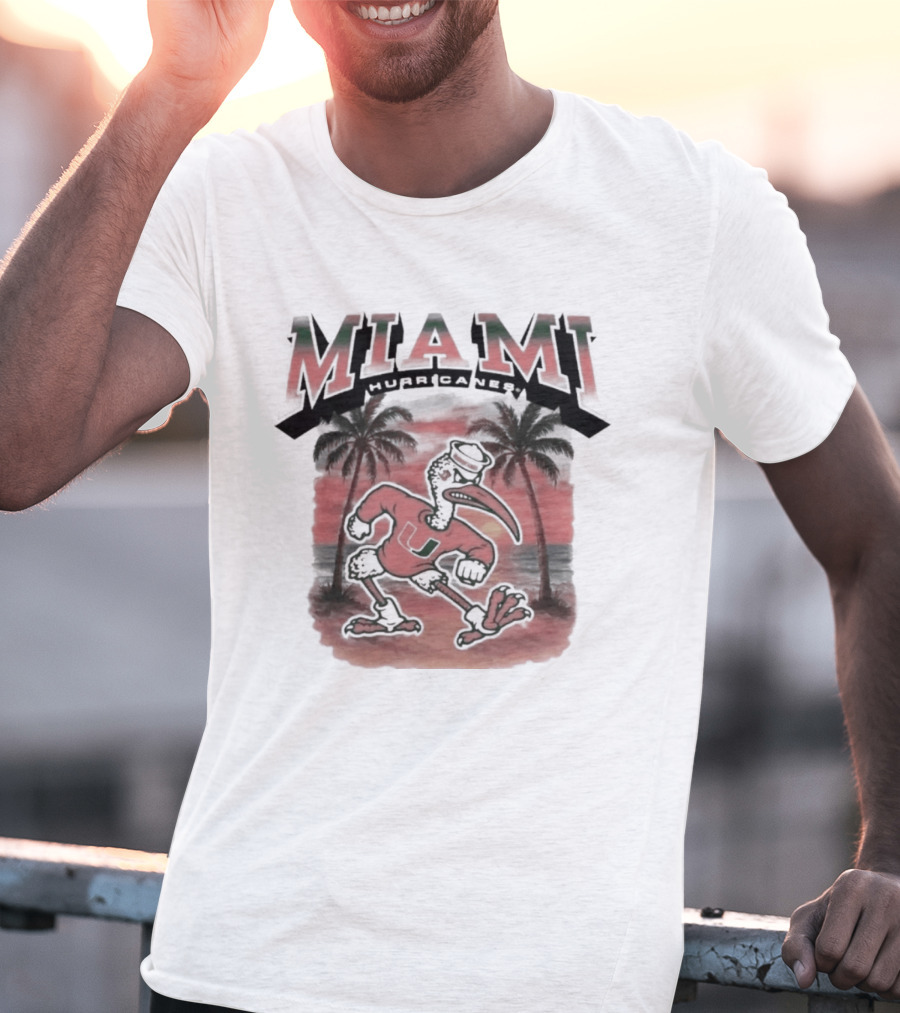 Miami Hurricanes NCAA Sebastian Fire Alarm Sunset Palms T-Shirt