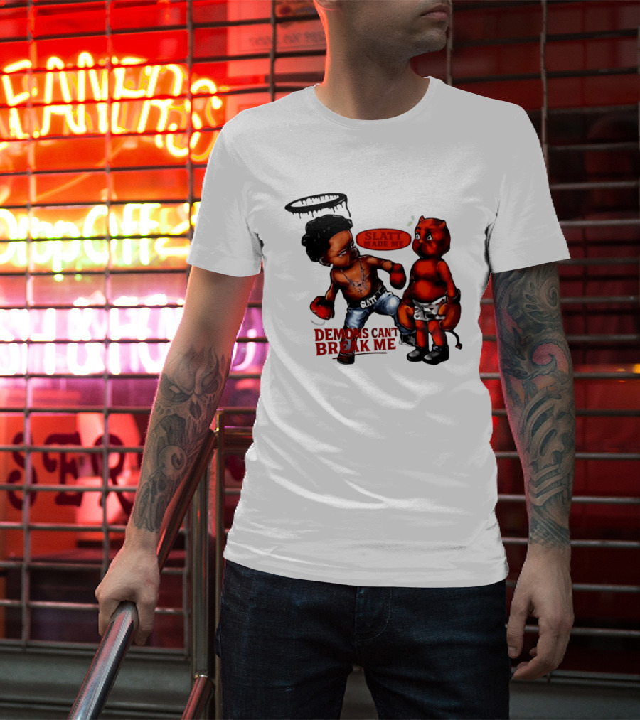 Demons Can't Break Me Slatt Made Me Boxing Halo Devil T-Shirt