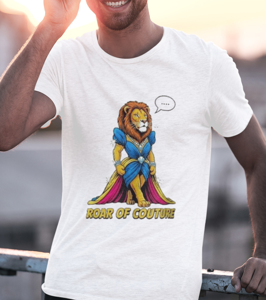 Roar Of Couture Elegant Lion In Royal Blue Gown T-Shirt