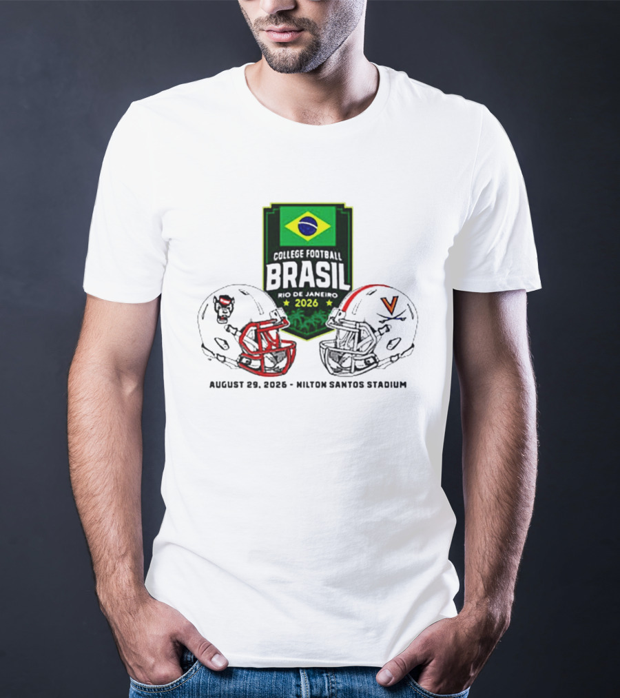 NC State Wolfpack Vs Virginia Cavaliers Brasil College Football Rio Game 2026 Hilton Santos Stadium August 30 T-Shirt
