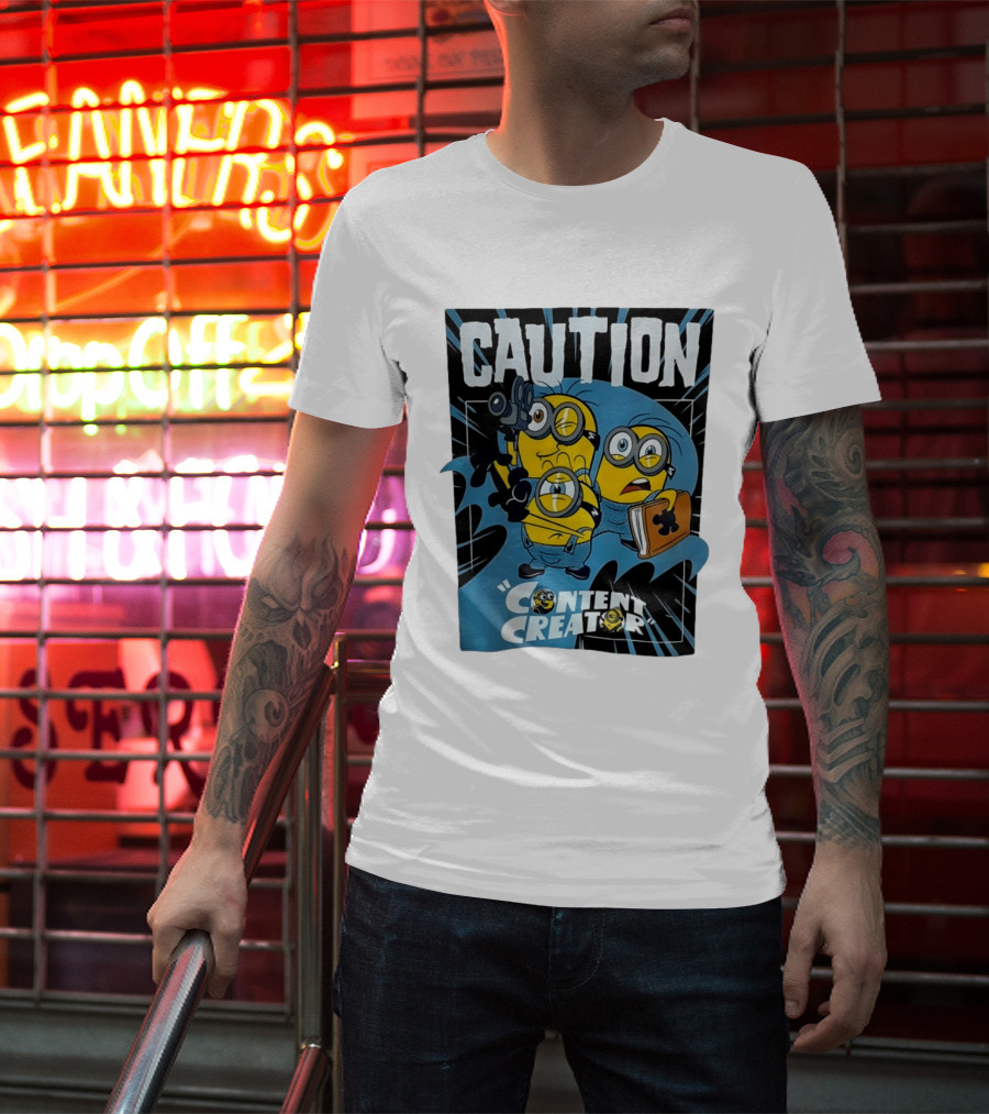 Caution Minions Content Creator Fun T-Shirt