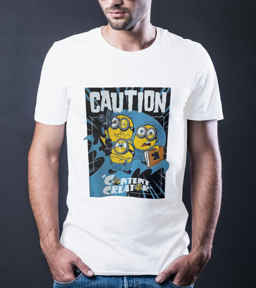 Caution Minions Content Creator Fun T-Shirt