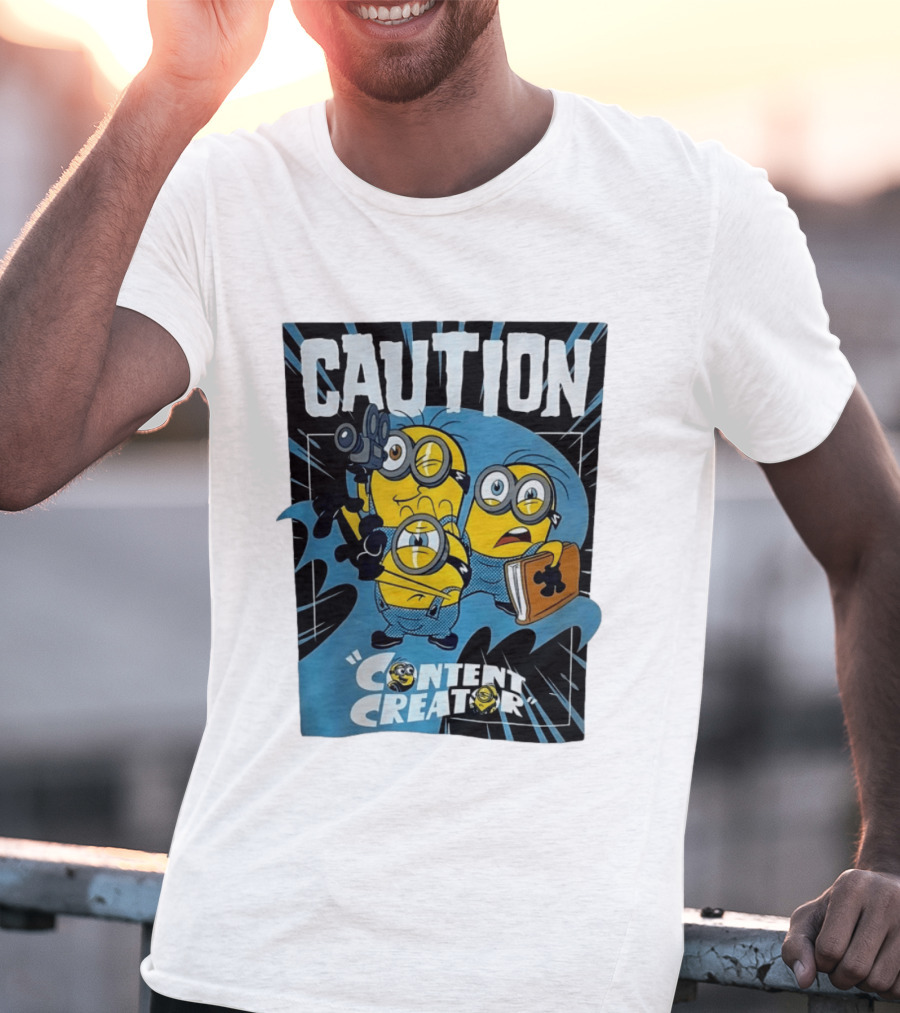 Caution Minions Content Creator Fun T-Shirt