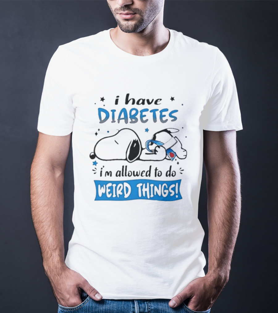 Snoopy Peanuts I Have Diabetes I'm Allowed To Do Weird Things Awareness Ribbon T-Shirt