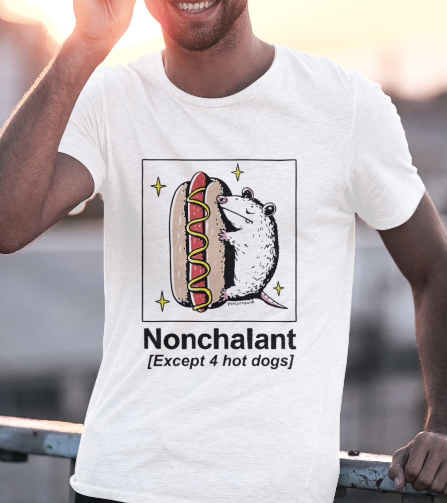 Mouse Hugging Hot Dog Nonchalant Except 4 Hot Dogs T-Shirt