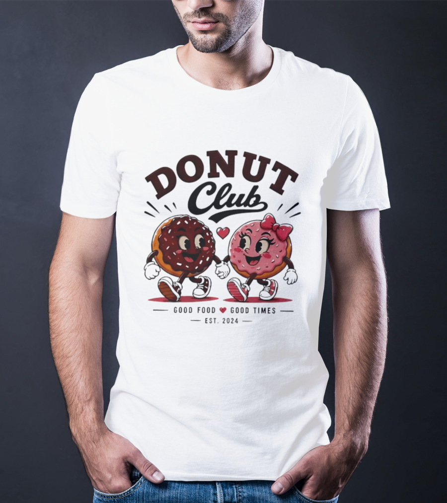 Donut Club Good Food Good Times Est 2024 Cartoon Characters T-Shirt