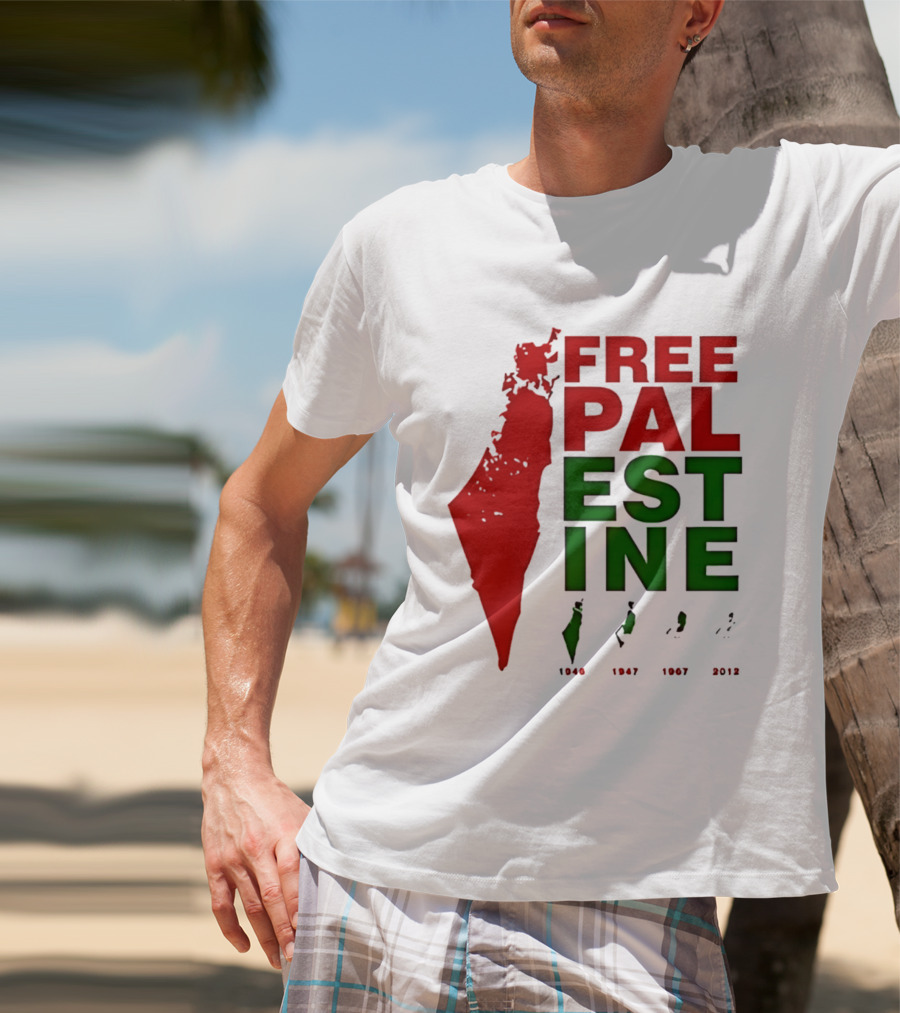 Free Palestine 1946 1947 1967 2012 Map T-Shirt