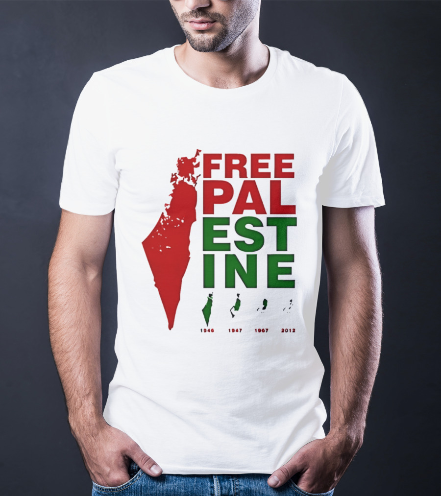 Free Palestine 1946 1947 1967 2012 Map T-Shirt