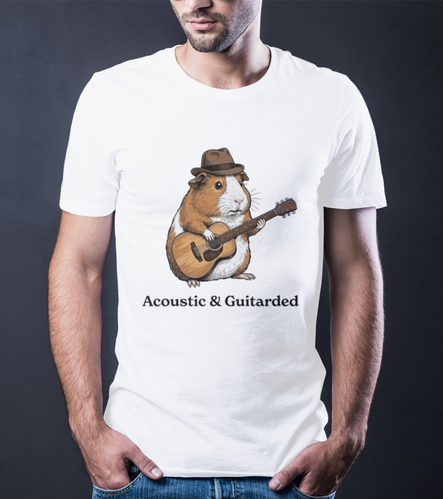 Guinea Pig With Guitar And Hat Acoustic Guitarded T-Shirt