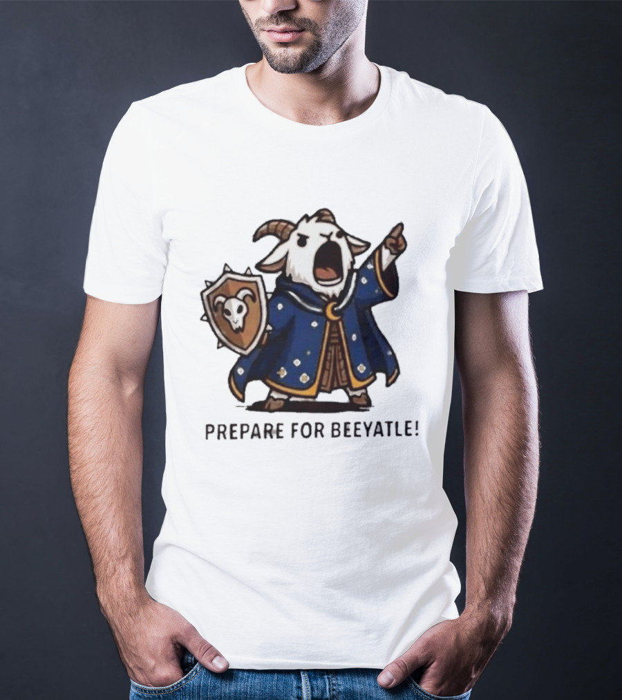 Wizard Goat Prepare For Beeyatle Fantasy Battle Mage Cloak Shield T-Shirt