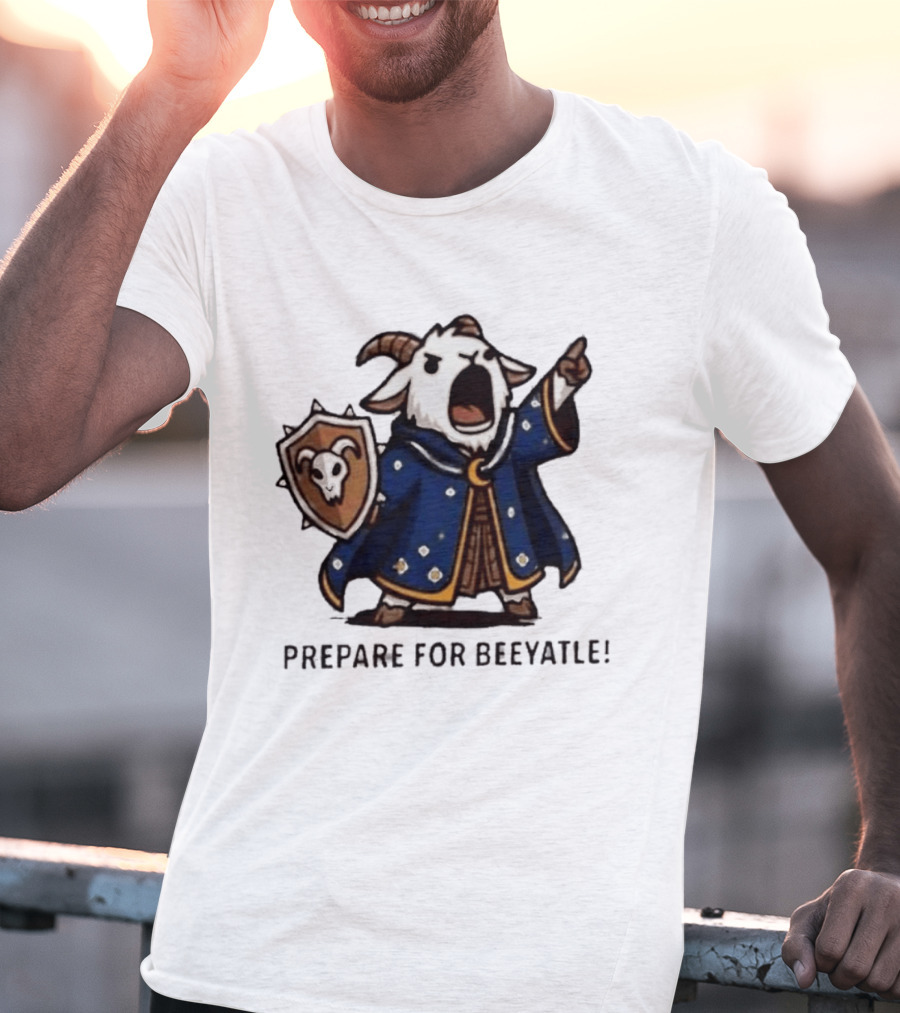 Wizard Goat Prepare For Beeyatle Fantasy Battle Mage Cloak Shield T-Shirt