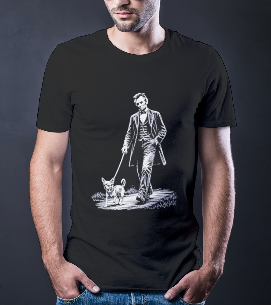 Abraham Lincoln Walking Chihuahua For USA 250th Anniversary Celebration T-Shirt