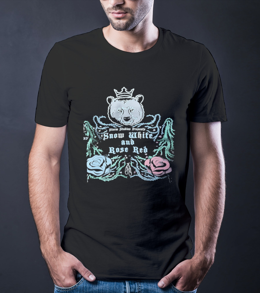 Storm Studios Presents Snow White And Rose Red Bear Crown Roses T-Shirt