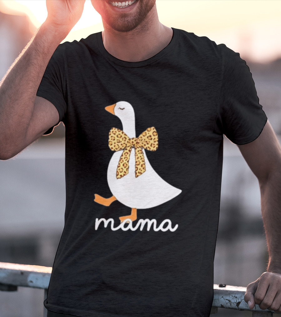 Leopard Bow Goose Mama Cute Animal Print T-Shirt