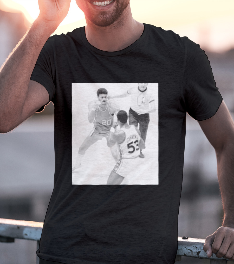 NBA Vintage Showdown Maurice Lucas Vs Darryl Dawkins Black White 20 53 T-Shirt