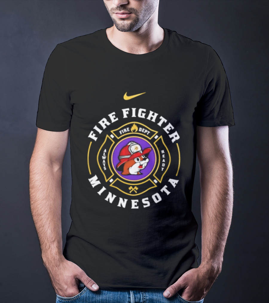Minnesota Firefighter Buc Ee's Fire Dept Sugar Best Beaver Helmet T-Shirt