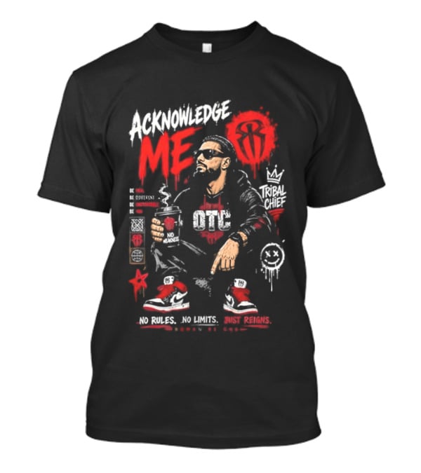WWE Roman Reigns Acknowledge Me Tribal Chief OTC Red And White T-Shirt