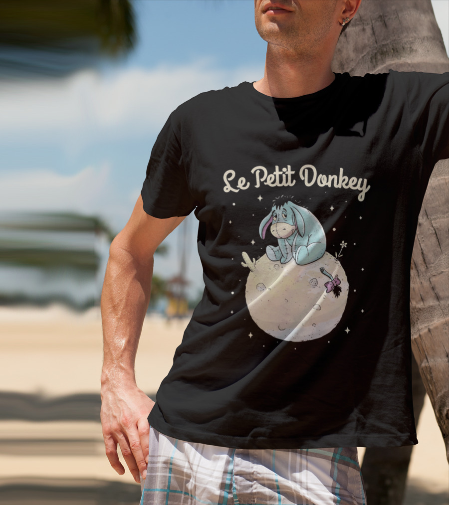 Le Petit Donkey Eeyore Sitting On Moon With Stars T-Shirt