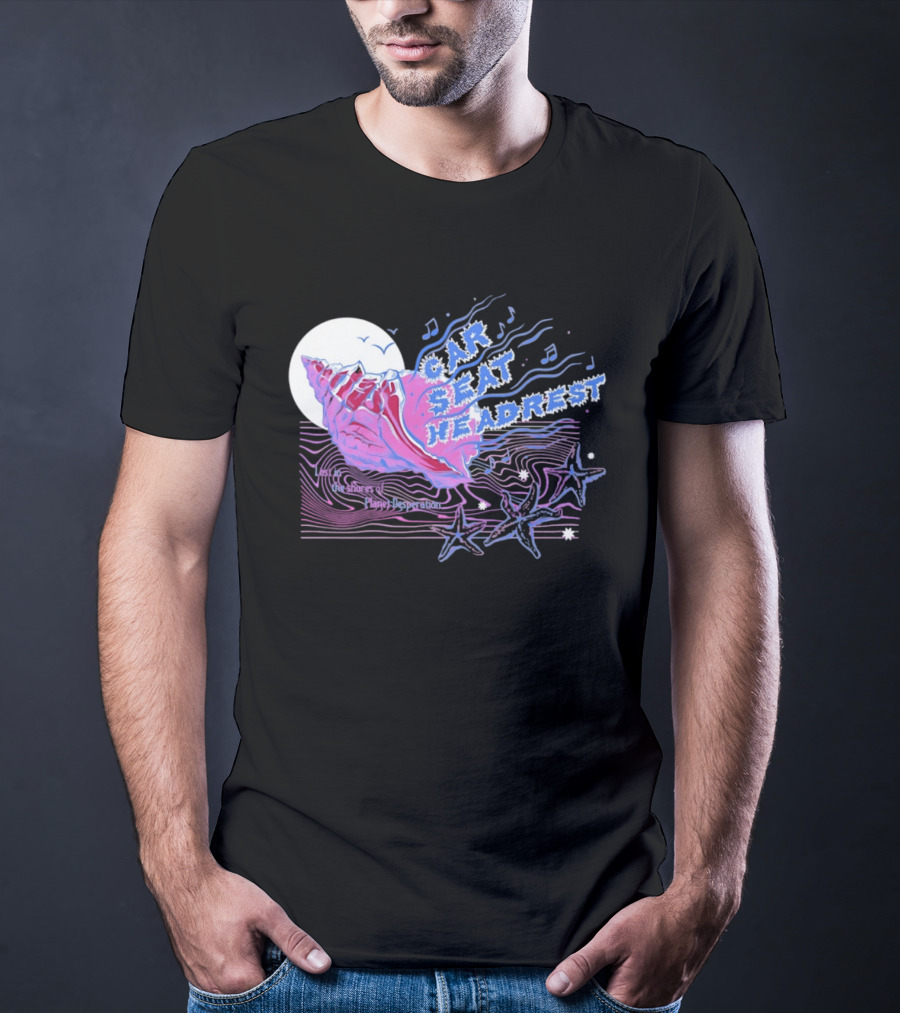 Seashell Car Seat Headrest Lost On The Shores Of Planet Desperation 2026 Moon And Stars Ocean Vibes T-Shirt